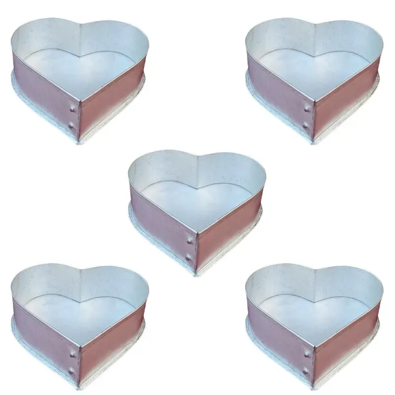 Heavy Duty (Pack of 5) Long Lasting Aluminum 5 Inch Heart Shape Cake Mould with 600 g Capacity