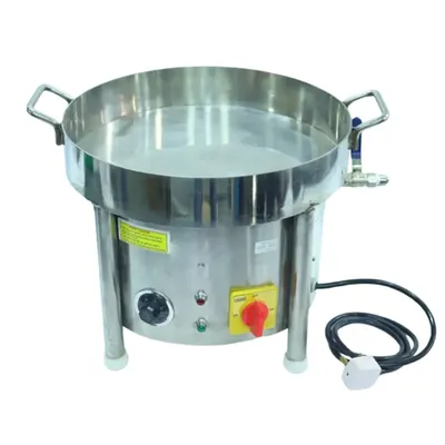 Electric Operated 8 L Capacity SS Flat Kadhai, 3 kW Power with Oil Draining Tap for Jalebi and Ghevar Making