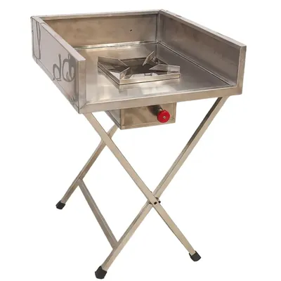 Stand Type Foldable Single Burner Gas Bhatti with Backsplash and Stainless Steel Body