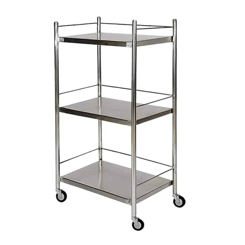 SS 16 x 16 x 29 Inch, 3 Tier Commercial Heavy Duty Food Rolling Cart with Wheels for Kitchen, Restaurant