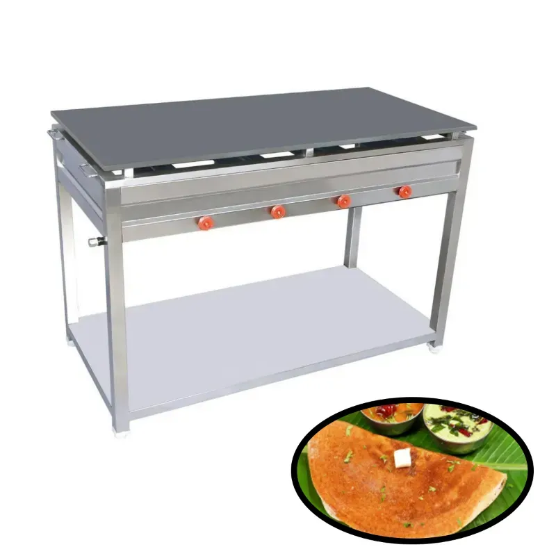 Gas Operated 18 x 36 Inch, 4 Burner Dosa Bhatti, with 10 mm Thick Tawa and Stainless Steel Body