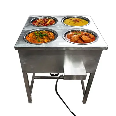 Heavy Duty Stainless Steel 4 Pot Electric Bain Marie 5 kW, SS Body