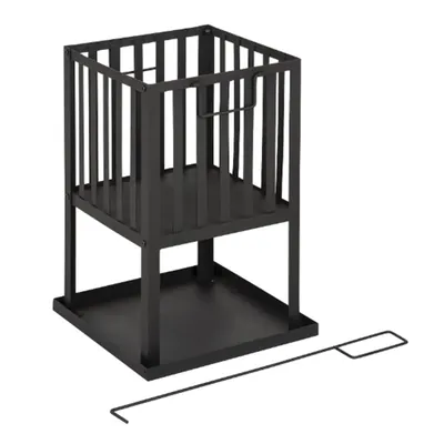 High-Quality Steel 55 x 32 x 32 cm Garden Square Fire Basket with Handles