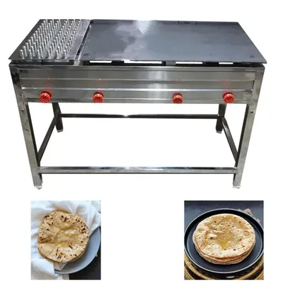 Commercial Gas Operated 24 x 48 x 30 Inch Chapati Tawa Bhatti with Puffer Plate