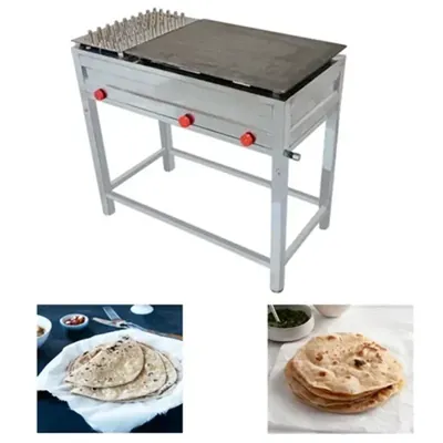 Commercial Gas Operated 24 x 36 Inch, 5 mm Thick Chapati Tawa Bhatti with Puffer Plate