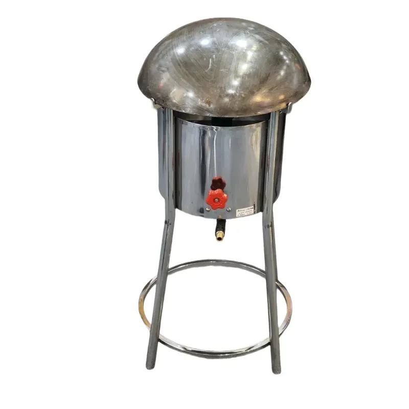 SS 20 x 34 Inch 3 Stand Romali Roti Bhatti with Outer Ignition and 16 Inch MS Kadai, Gas Operated