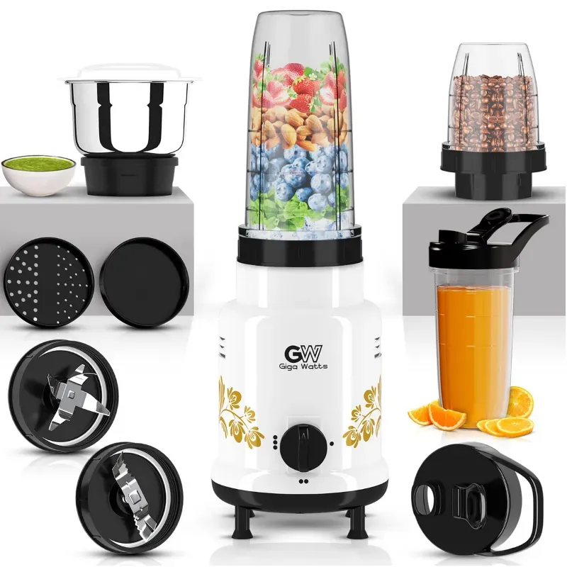 Giga Watts Nutri Blender with 1 Steel Jar and Leak-Proof 2 PC Jars with 3 mode Speed Controller