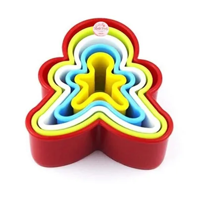 Rinkle Trendz Set of 5 Plastic Ginger Man Cookie Cutter Set, Random Colors, for Fondant, Cupcakes, Cakes and Biscuits