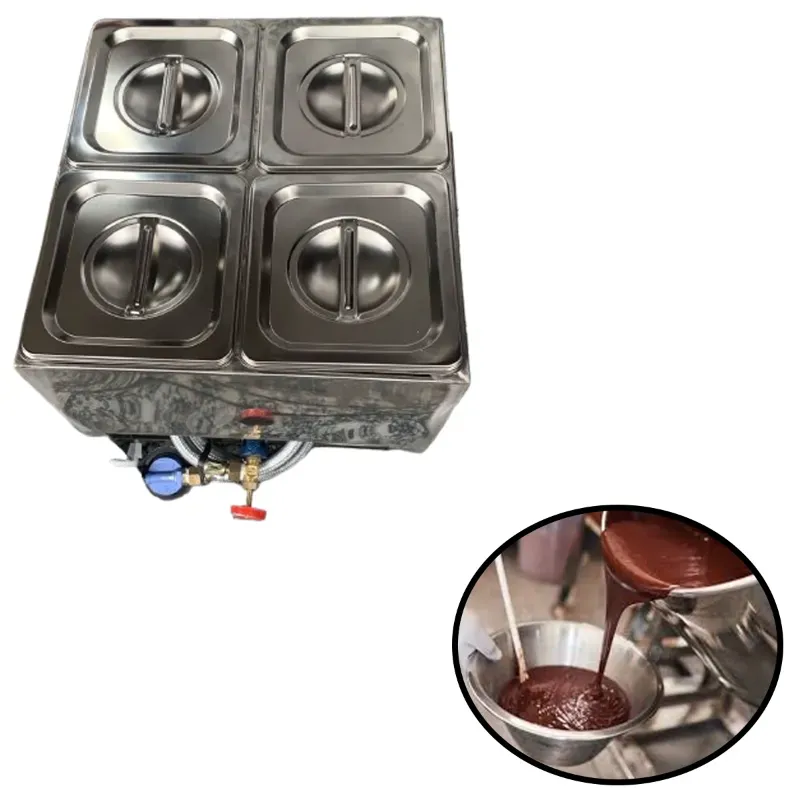 Gas Operated 4 Pot SS Chocolate Melter, 1/6 GN Pan, 1.7 L Capacity Each