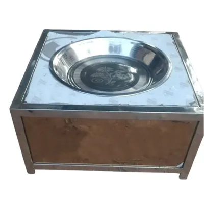 20 x 20 x 10 Inch Gold Plated Dahi Bada Counter With Stainless Steel Body For Commercial Use