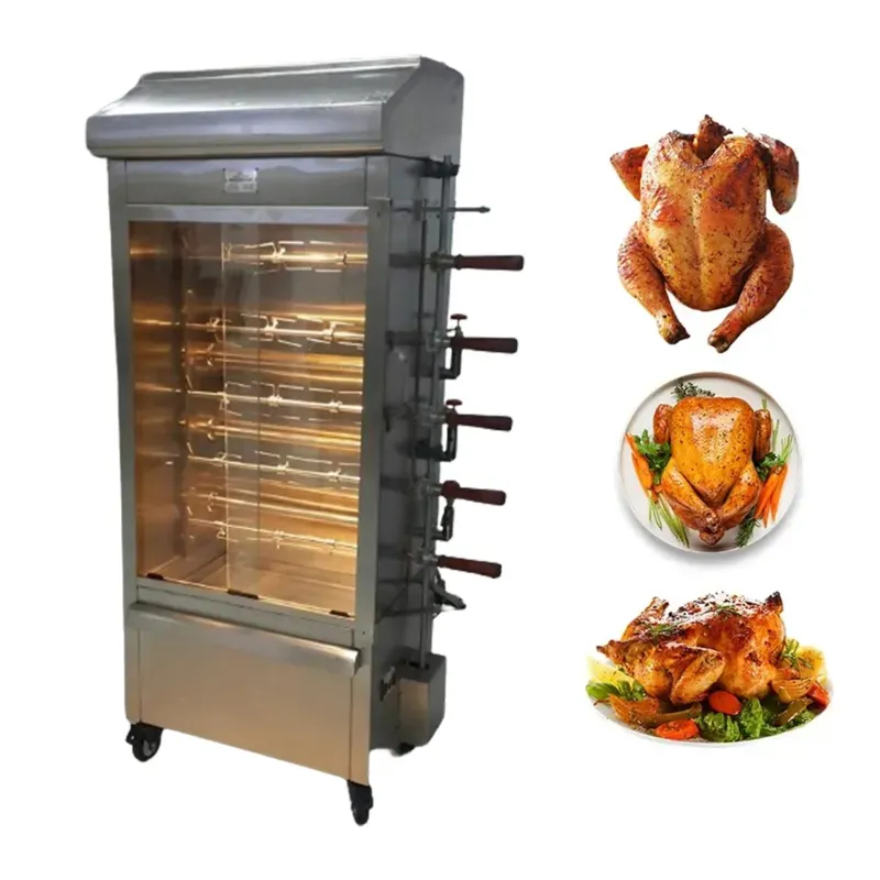 Automatic Stainless Steel Chicken Grill Machine with 25 Birds Capacity for Commercial Purpose