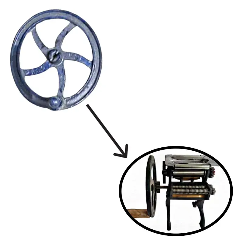 Cast Iron Wheel for Heavy Duty Hand Operated 6.5 Inch Roller Noodles Making Machine, 20 kg/hr