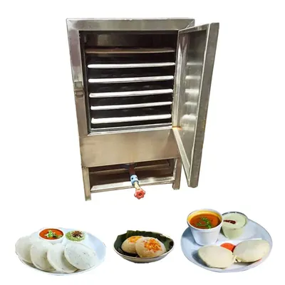 Commercial 6 Tray Stainless Steel Electric and Gas Operated Idli Steamer Machine 54 pcs, 3 kW