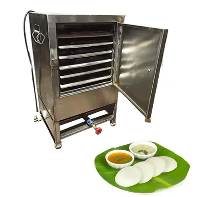 Commercial 6 tray Stainless Steel Electric and Gas Operated Idli Steamer Machine 72 pcs, 3 kW
