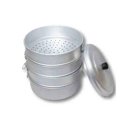 GBE Heavy Duty (26 x 32 cm) Aluminium Momo Steamer 4 Tier