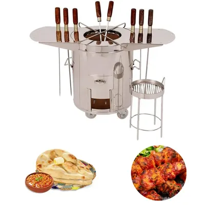 Heavy Duty Stainless Steel Charcoal Tandoor With Foldable Wings