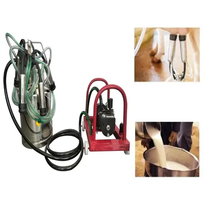 Commercial 0.5 HP Trolley Type 25 Litre Single Bucket Milking Machine, 60 PPM