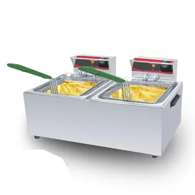 AKASA 8 L DF DBL Electric Stainless Steel 8 L + 8 L Double Deep Fryer, 3600 W
