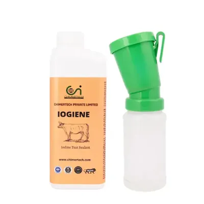 Chimertech 1 kg Iodine Post Milking Udder Hygiene Teat Sealant Preventing Bacterial Growth Mastitis with Dip Cup Combo