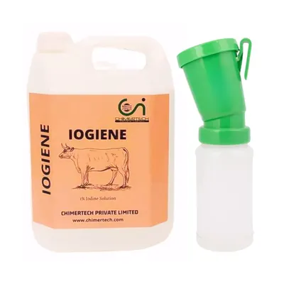 Chimertech 5 kg Iodine Post Milking Udder Hygiene Teat Sealant Preventing Bacterial Growth Mastitis with Dip Cup Combo