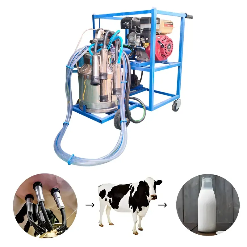 Commercial Trolley Type 20 Litre Single Bucket Milking Machine With 0.5 HP Motor & 5 HP Engine