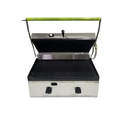 11 x 19 Inch Non Stick Gas Operated Jumbo Sandwich Griller With Double Burner and Stainless Steel Body