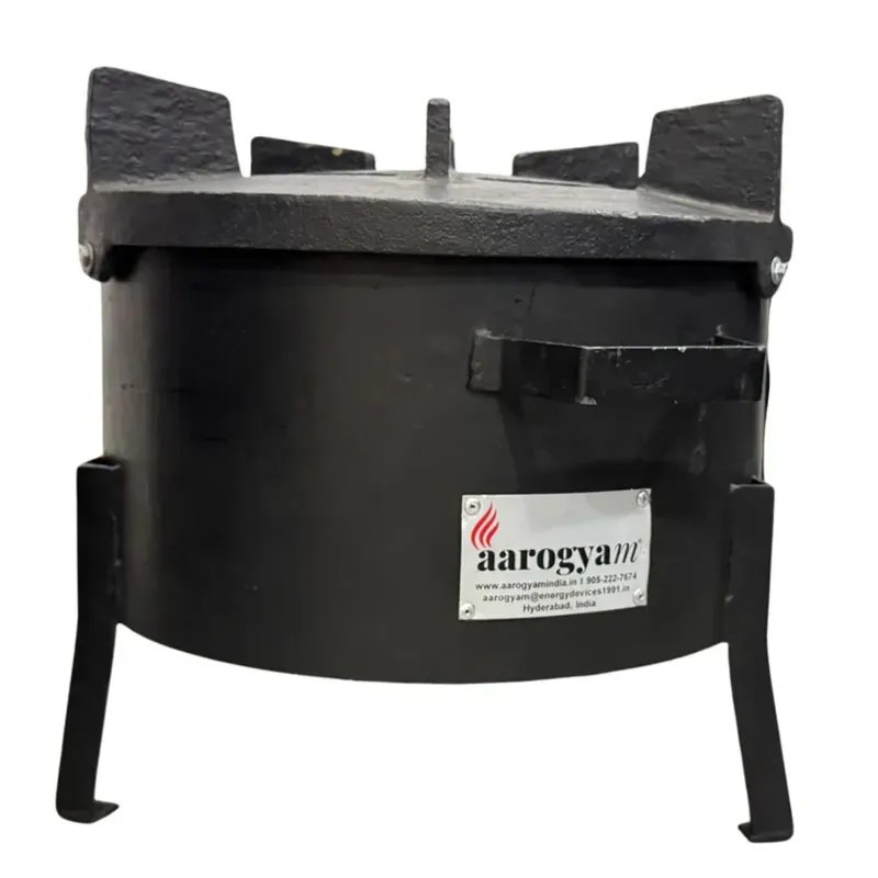 aarogyam URJA JUMBO Smokeless Wood Burning Cookstove Black Chulha with 16 Inch Height for High Volume Cooking