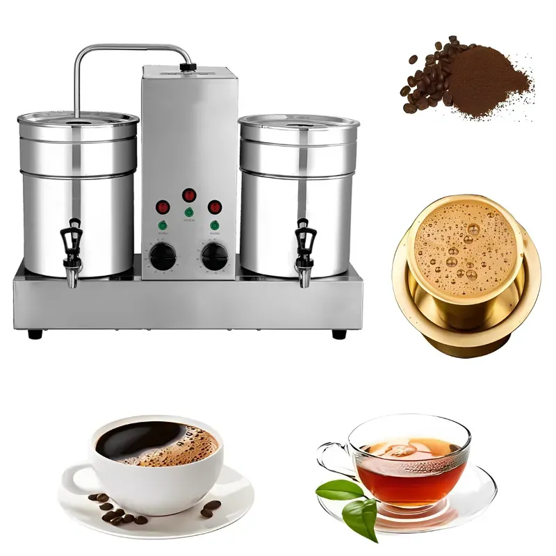 Semi-Automatic 2 Litre Stainless Steel Tea and Coffee Brewer Machine with Black Decoction