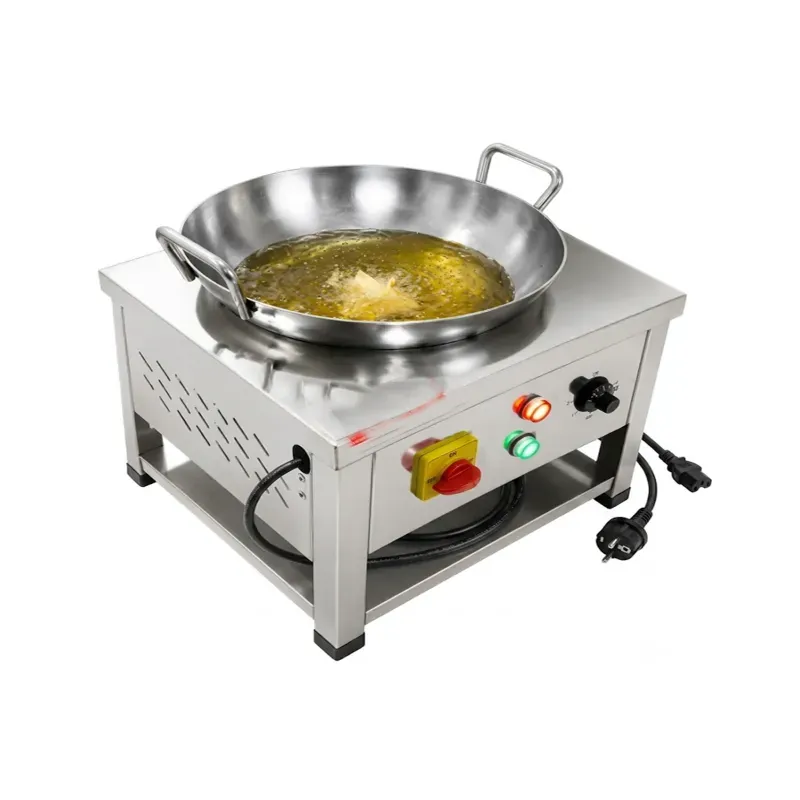 22 Inch Electric Kadai with Undershelf, Power 3 kW, Heavy Duty Commercial Deep Frying & Cooking Station
