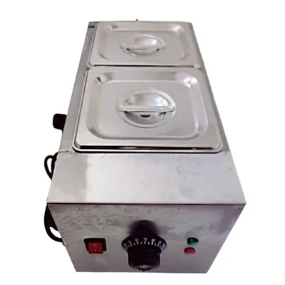High Performance Dual Pots Electric Chocolate Melting Machine, 2 kW Power Perfect for Bakeries, Chocolatiers, Dessert