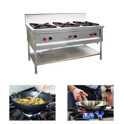 Commercial 70 x 24 Inch Three Gas Burner Range, SS Body