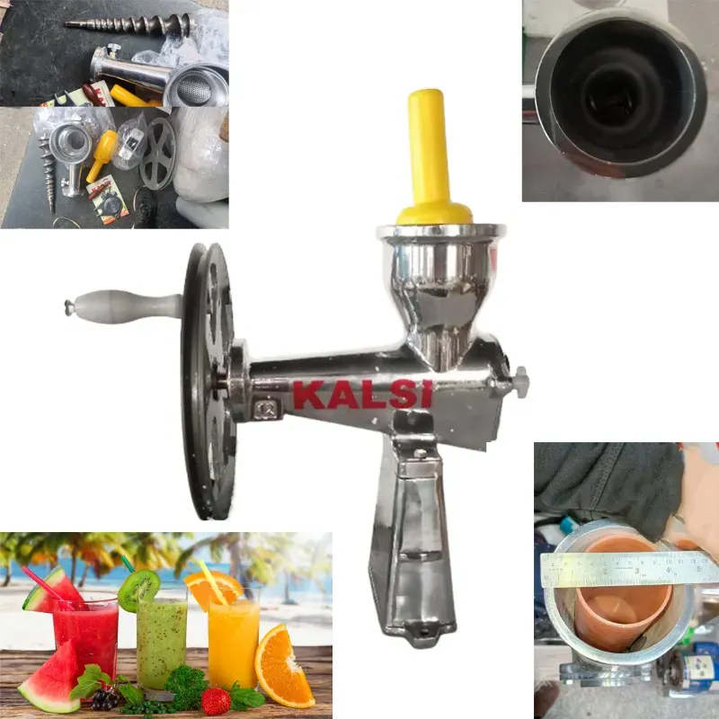 Kalsi No.18 Hand Crank Pulpy Fruit Juicer (Mango, Orange) with SS Rod, CI Wheel & 4.2 Inch Hopper Dia