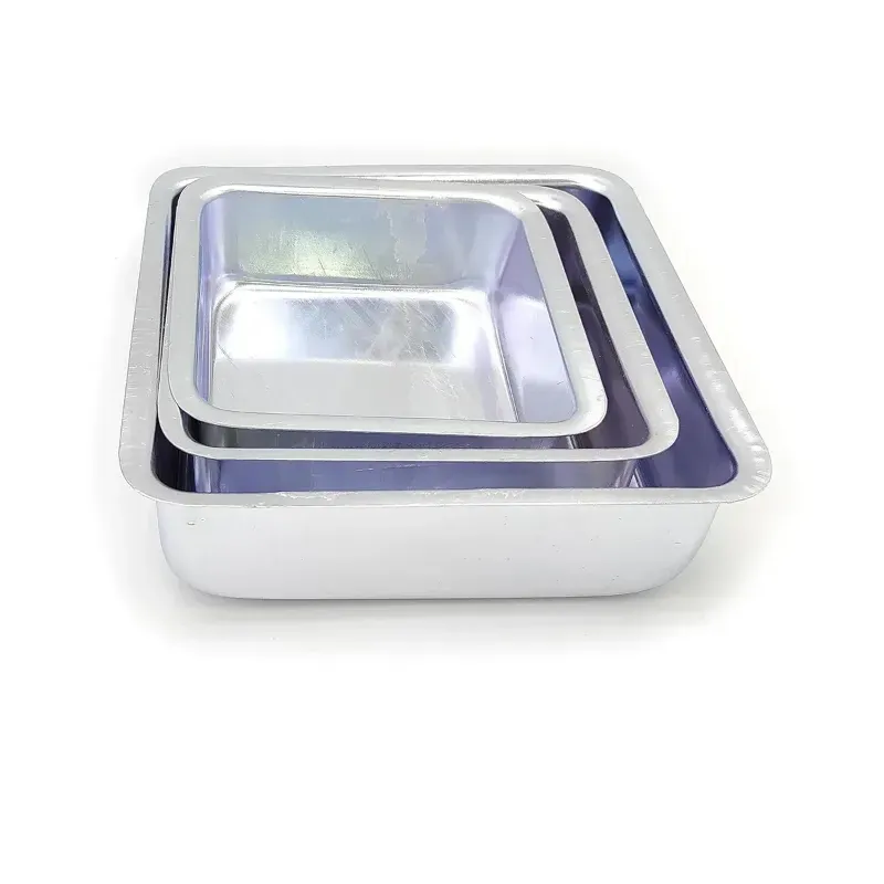 Pack of 3 Aluminium Square Cake Baking Mould for 500g, 750g, 1 kg Cake