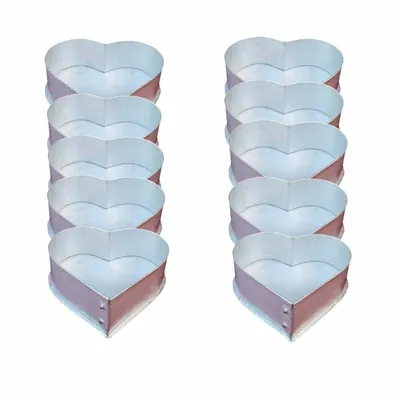 Pack of 10 Heavy Duty Long Lasting Aluminum 11 Inch Heart Shape Cake Moulds With 1.2 kg Capacity