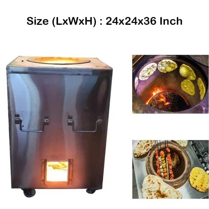 Commercial Square Shape Charcoal Tandoor, SS Body (Size-24 x 24 x 36 Inch)