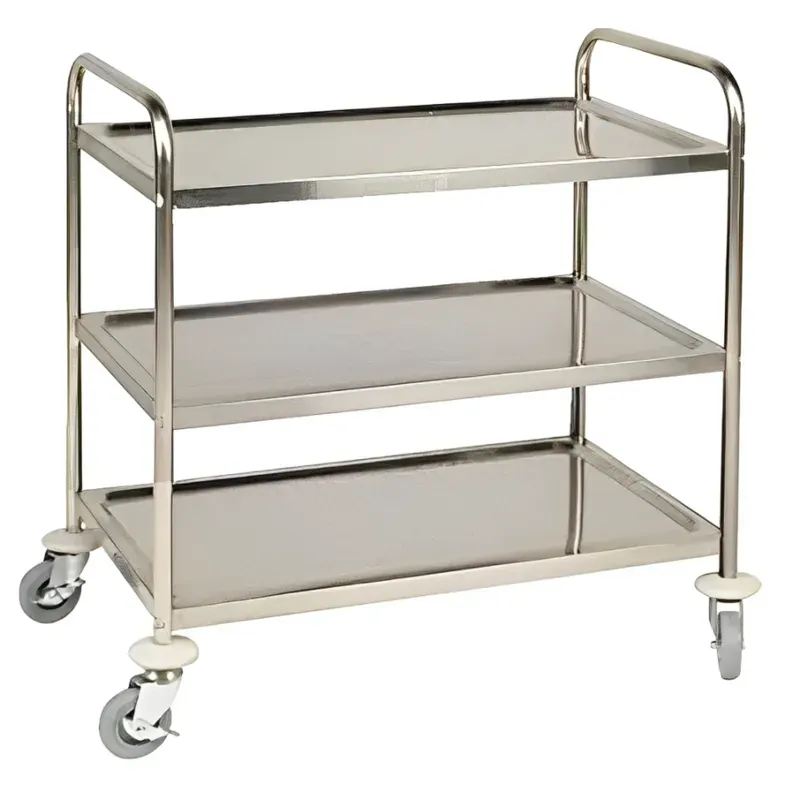3 tier Stainless Steel Service/Bar Trolley on Wheels for Commercial Uses