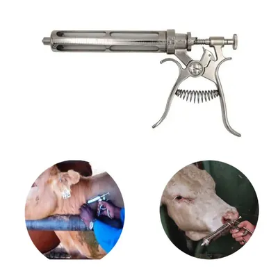 FMD Vaccinator 50 ml for Animal Vaccination, Continuous Drug Delivery Gun for Horse, Sheep, Goat, Donkey, Veterinary Injection Instrument (Pack of 1 Pc)