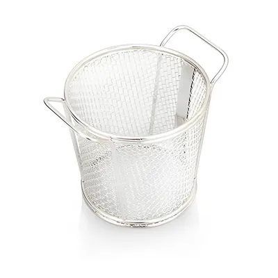 Mini Serving Tapered Double Handle Basket Round Shape with S.S. Body, 9 x 9 cm inches, Stainless Steel