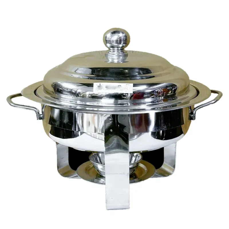 6 Litre Round Chafing Dish of Modern Look and Stainless Steel Body for Hotel Purpose