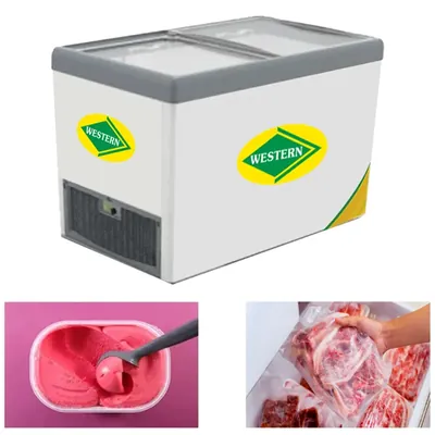 WESTERN 311 Litre Glass Top Deep Freezer Slid Door Non-Convertible, F350GL25 for Supermarkets