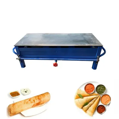 18 x 36 Table Top MS Dosa Bhatti with 33 Inch Burner 8 mm Plate Thickness and Single RV Burner
