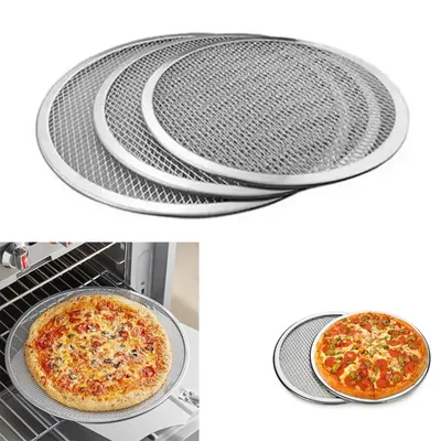 Combo of Multi Size Aluminum Pizza Baking Screen Mesh Tray (8,10,12 Inch)