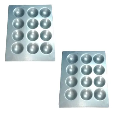 12 x 15 Inch 12 Cavity Regular Idli Tray, Stainless Steel 202 (Pack of 2)