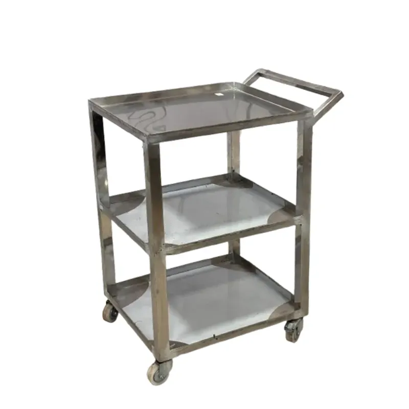 21 x 24 x 34 Inch (53.34 x 60.96 x 86.36 Cm) Service Trolley with 2 Undershelf, 4 Castor Wheels