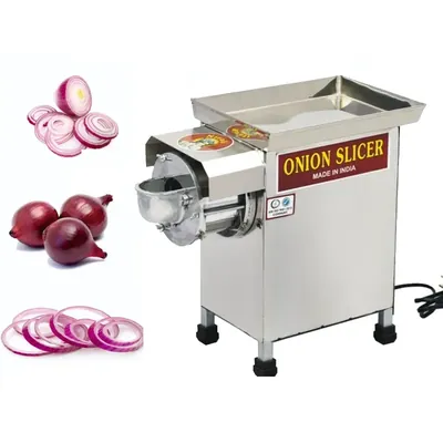 Stainless Steel Onion Slicer Machine with 1 HP Motor, Capacity 200-300 kg/hr