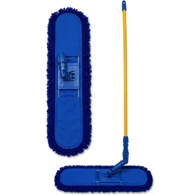 Premium 24 Inch Folding Blue Cotton Dry Mop with Handle for Heavy Dirt Particle Cleaning (Pack of 3)