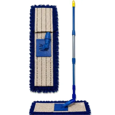 Pack of 3 Premium 24 Inch Strong and Durable, High Absorbent Blue Woolen Dry Mop with Handle for Large Area Polishing