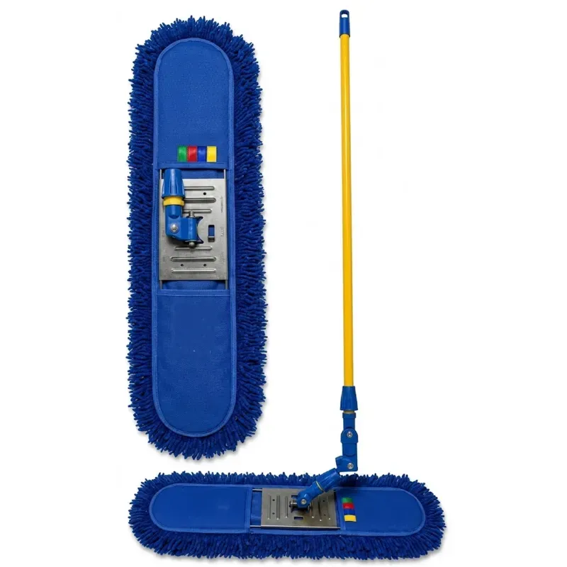 Heavy 24 Inch Folding Blue Woolen Dry Mop with Handle for Industrial Floor Cleaning (Pack of 3)
