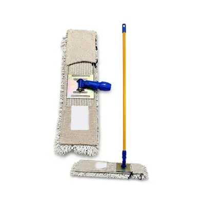 Pack of 3 High Absorbent 24 Inch Light and Durable Cotton Dry Mop with Handle for Floor Cleaning, Dust Removal and Drying