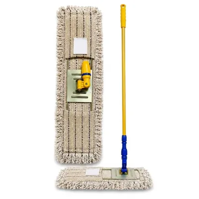 Pack of 3 Heavy 24 Inch Absorbent, Light and Durable Cotton Dry Mop with Handle for Spill and Liquid Absorption